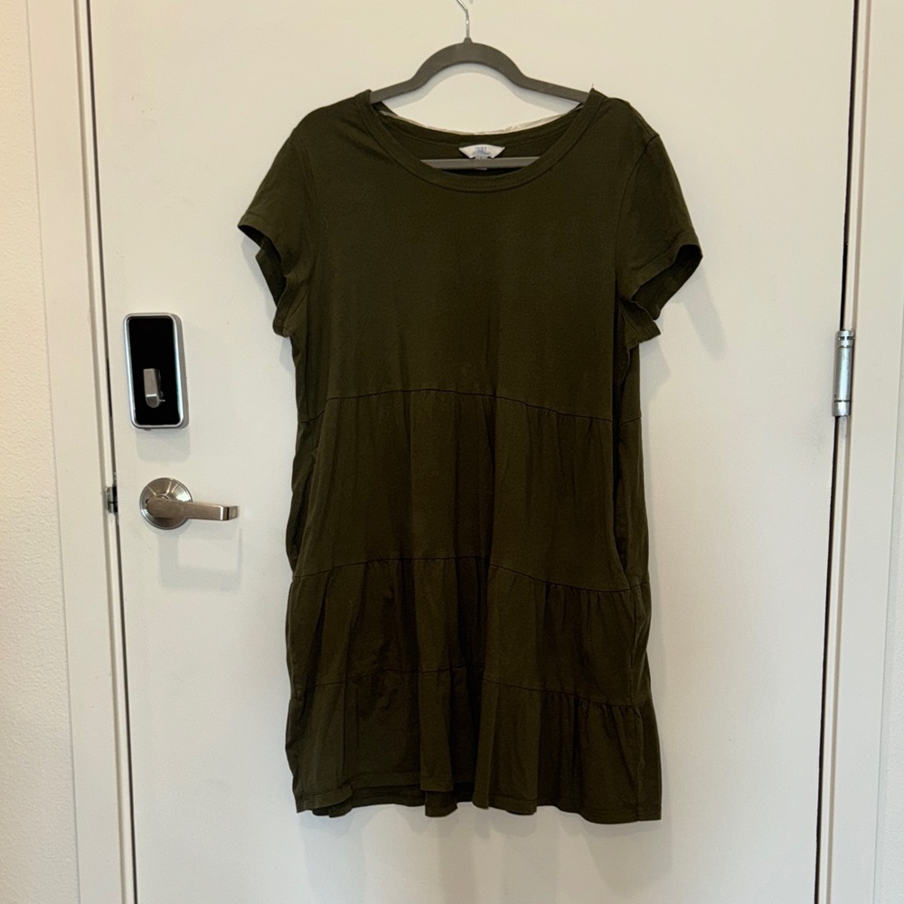 Olive Green Tiered Dress